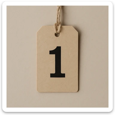 realistic simple tag with the number 1, neutral background sticker