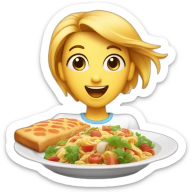 excited eyes looking at a plate of delicious food sticker