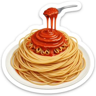 pasta swirl of spaghetti all'assasina, no fork, sauce mixed into the spaghetti sticker