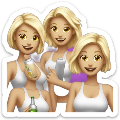 Multiple white Bottle girls in nightclub holding a lit up sign sticker