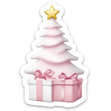 Light pink Christmas gifts under a white Christmas tree  sticker