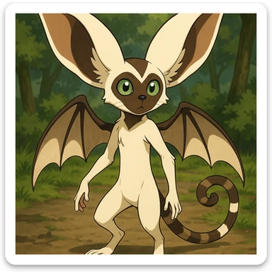 Momo from Avatar: The Last Airbender, anime style, full body sticker