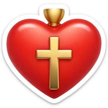Red heart with gold cross sticker
