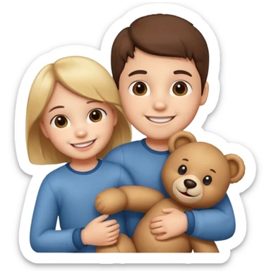 kids with teddy bear sticker