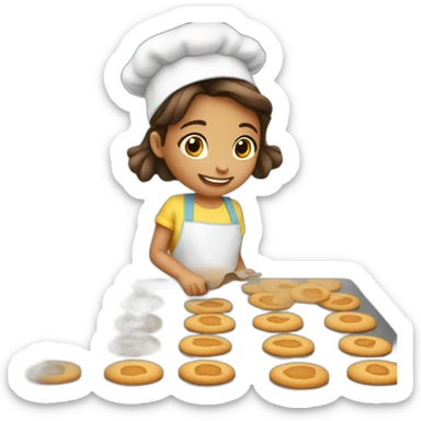 Small girl  baking cookies sticker