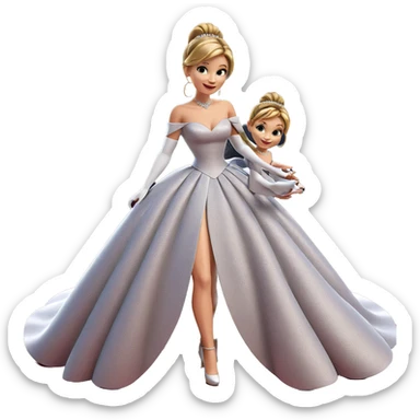 sisters in elegant gowns sticker