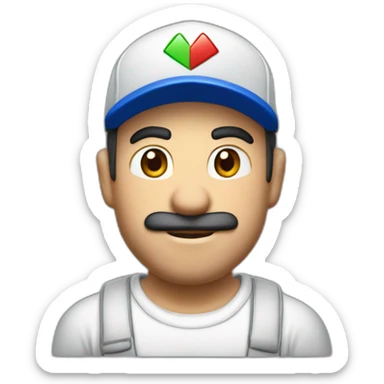 Homme blanc habillé avec la casquette de  Mario sticker