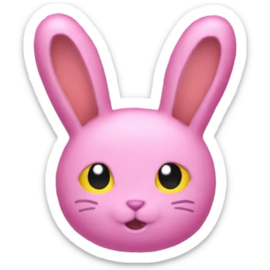 pink rabbit plush that has this face :3 and a yellow cat hair clip sticker