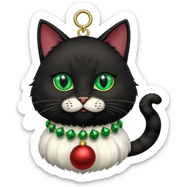 black cat wearing a jingle bell necklace sticker