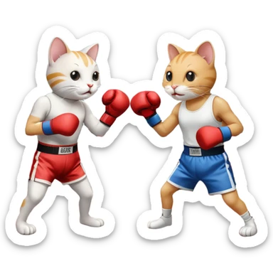 Cat fighting mouse in boxing ring sticker
