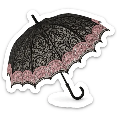 black and pink lace parasol sticker
