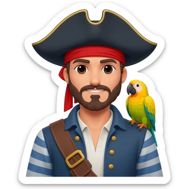 pirate and parrot sticker
