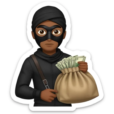 Ladro con la sacca dei soldi sulla spalla sticker
