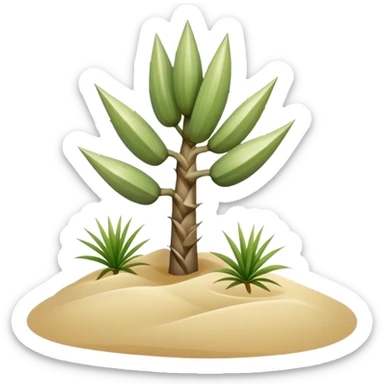 generate realistic detailed yucca in 3d style with sand  sticker