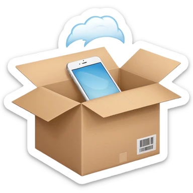 Generate a realistic emoji-style icon of the an open package which is empty and air is coming out of it. Out of the package air is coming out of it and the package is empty from the inside sticker