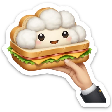 Not on top of the sandwich, it is onto if a big cloud and holding the sandwich in its hand sticker