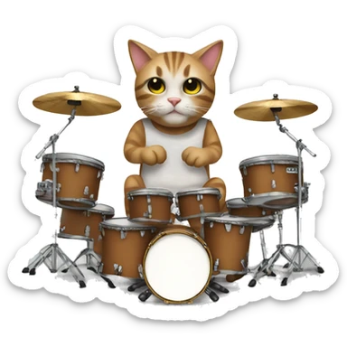cat drummer cutest cool sticker