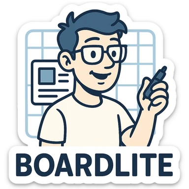 logo for an app called Boardlite, sleek and professional, blue and white color scheme, abstract board or grid motif, tech startup vibe sticker