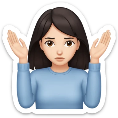 Woman with dark hair, both hands gripping downward as if holding onto something, isolated figure with no water sticker