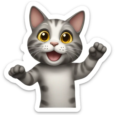 a cat waving goodbye sticker