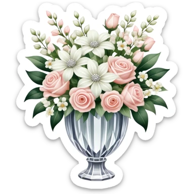 Bridal bouquet in crystal vintage vase sticker