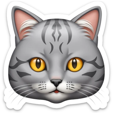 graue fluffige katze brittisch lang haar katze keine falten auf der stirn graue nase süß sticker