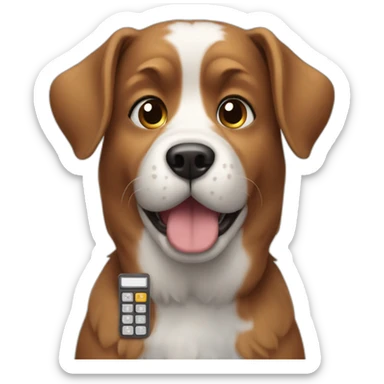 dog using calculator sticker