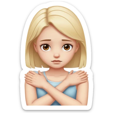 Arms crossed holding neck eyes dead young out girl sticker