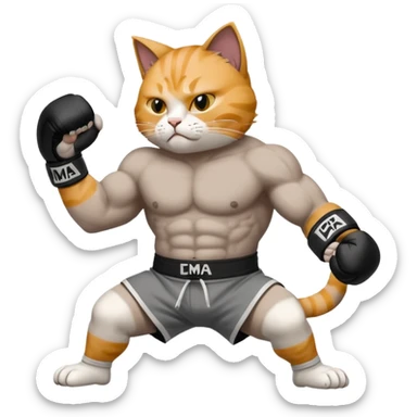 cat doing MMA fighting sticker