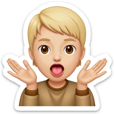 tongue out with hands apart sticker