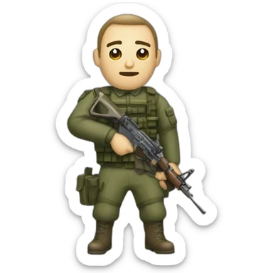 soldado ruso sucio combatiendo enfadado con fusil ak sticker
