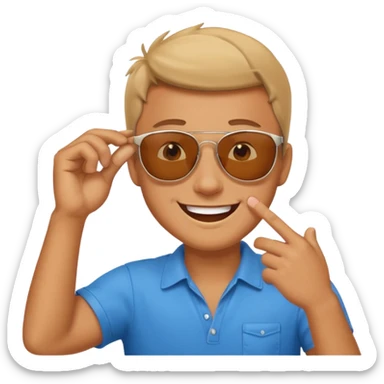 A guys taking of his sun glasses in a emoji like this 😎 sticker