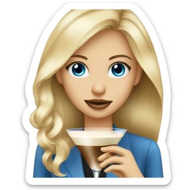 blonde hair blue eye girl coffee martini  sticker