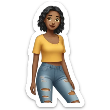 Girl in short kurti and ripped jeans  sticker