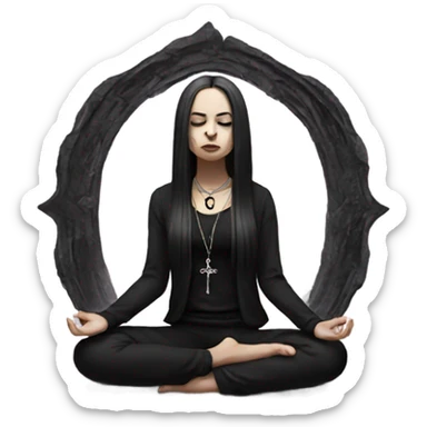 goth girl meditating sticker