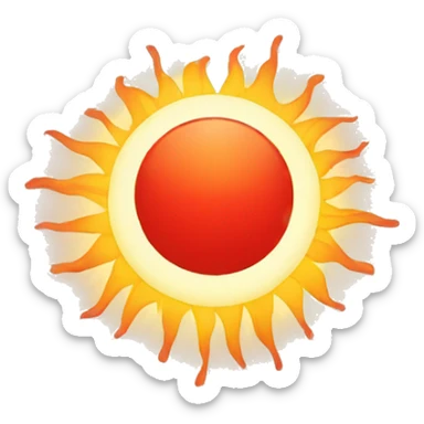  a sun with a red sun rays sticker