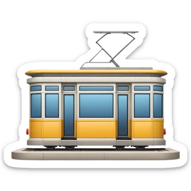 small tram station building with platform and visible tram, classic emoji style, different design sticker