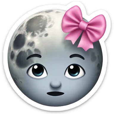 moon with pink bow on head  sticker