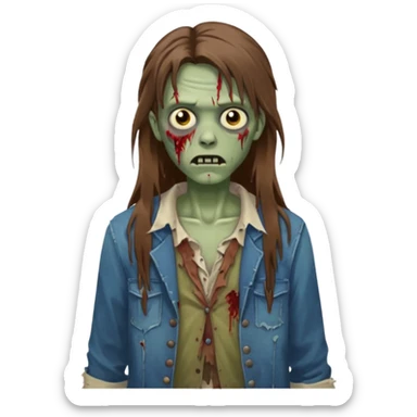 Zumbie hair Brown famele long hair  sticker