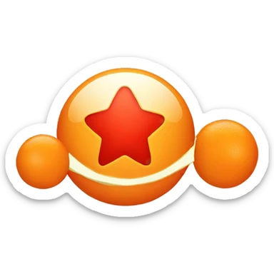 orange ball with 3 red stars inside it arranged in triangular shape sticker