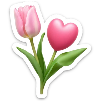 Light pink heart and tulip sticker