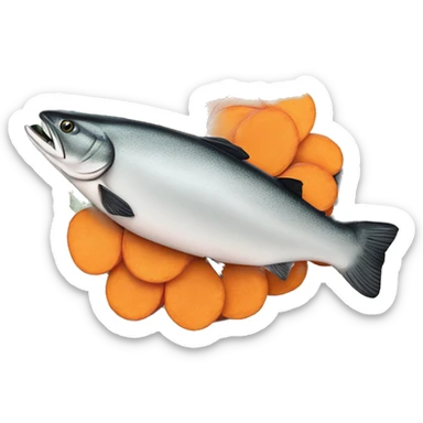 salmon with sweet potatoes on the side sticker