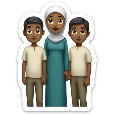 Muslim family of 3 boys sticker