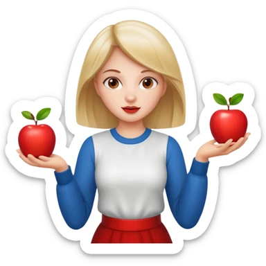 a Circus cute girl juggling two apple sticker