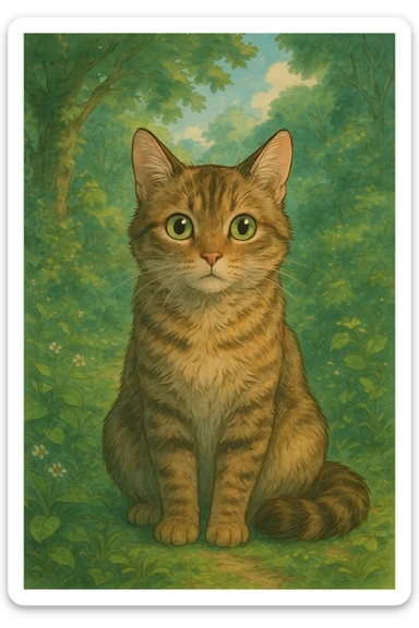 realistic cat ghibli style sticker