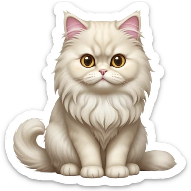 cinematic-[persian cat]-realistic-full-body-sitting-emoji,-tail-curled-playfully-around-its-paws,-head-tilted-dramatically,-fluffy-[persian cat]-fur,-simplified-yet-realistic-focused-features,-highly-detailed,-glowing-with-an-almost-sarcastic-glow sticker