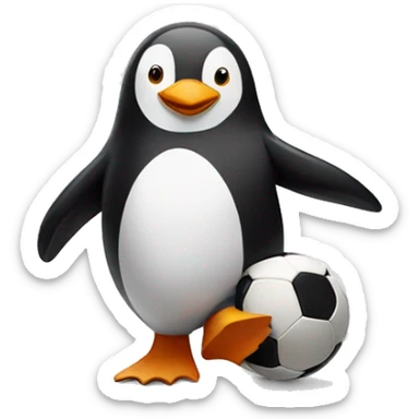penguin playing soccer sticker