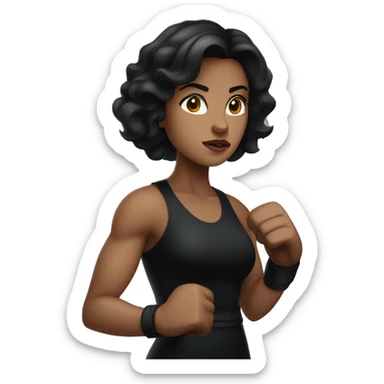 dark beauty in black dress boxing match sticker