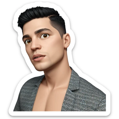 boy with black hair portrait sticker