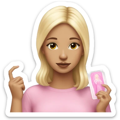 Blonde girl with pink tarot cards sticker